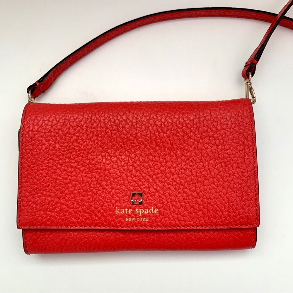 Kate Spade Red Leather Wallet Crossbody Purse